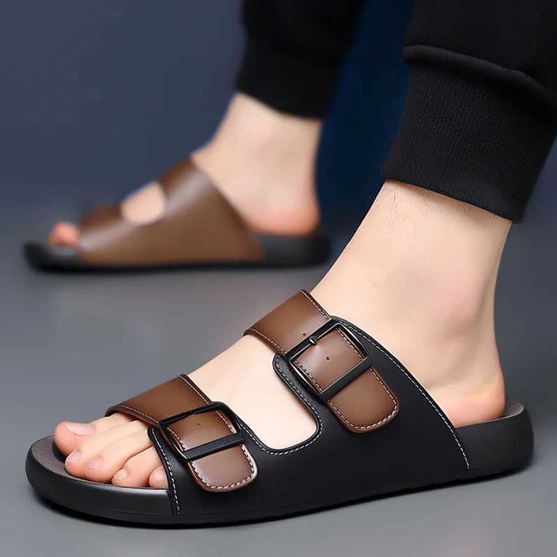 Summer mens comfortable luxury sandals Fi casual outdoor beach breathable base shoes leather mens sandalsXJ250326