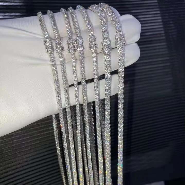 925 Sterling Silver Moissanite Tennis Chain 2mm-6.5mm D Color VVS Moissanite Bracelet Necklace