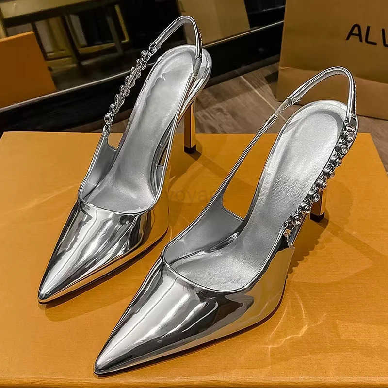 Wen High H Sandals 2024 New Summer Poin Slingbacks High H Sandals Fashion Shallow Slip on Par Shoes for Wen Z250326