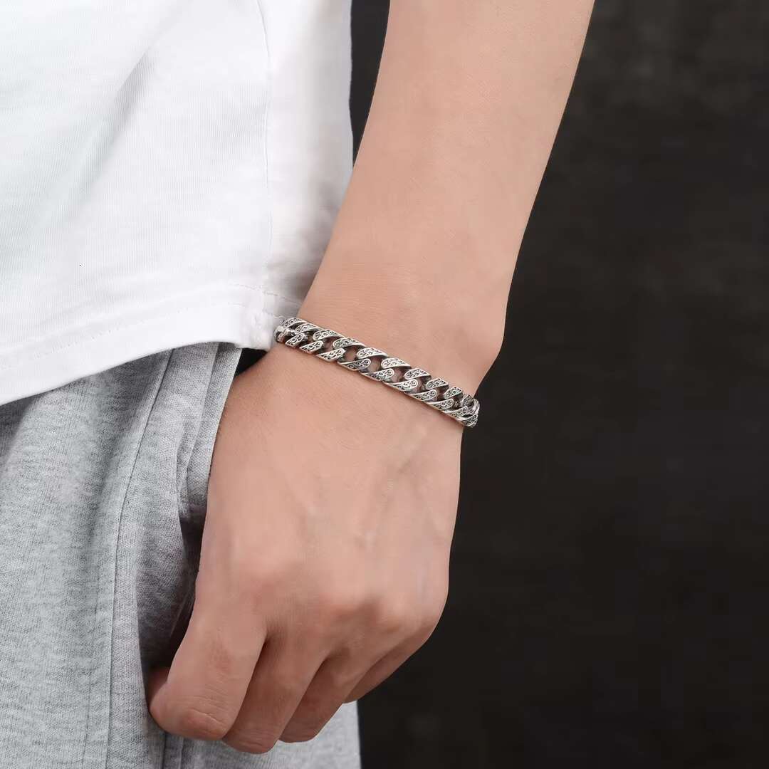 New Product Wholesale Retro 9mm Punk Cuban Sterg Sier Bracelet Fashion Jewelry for Women Men Gift