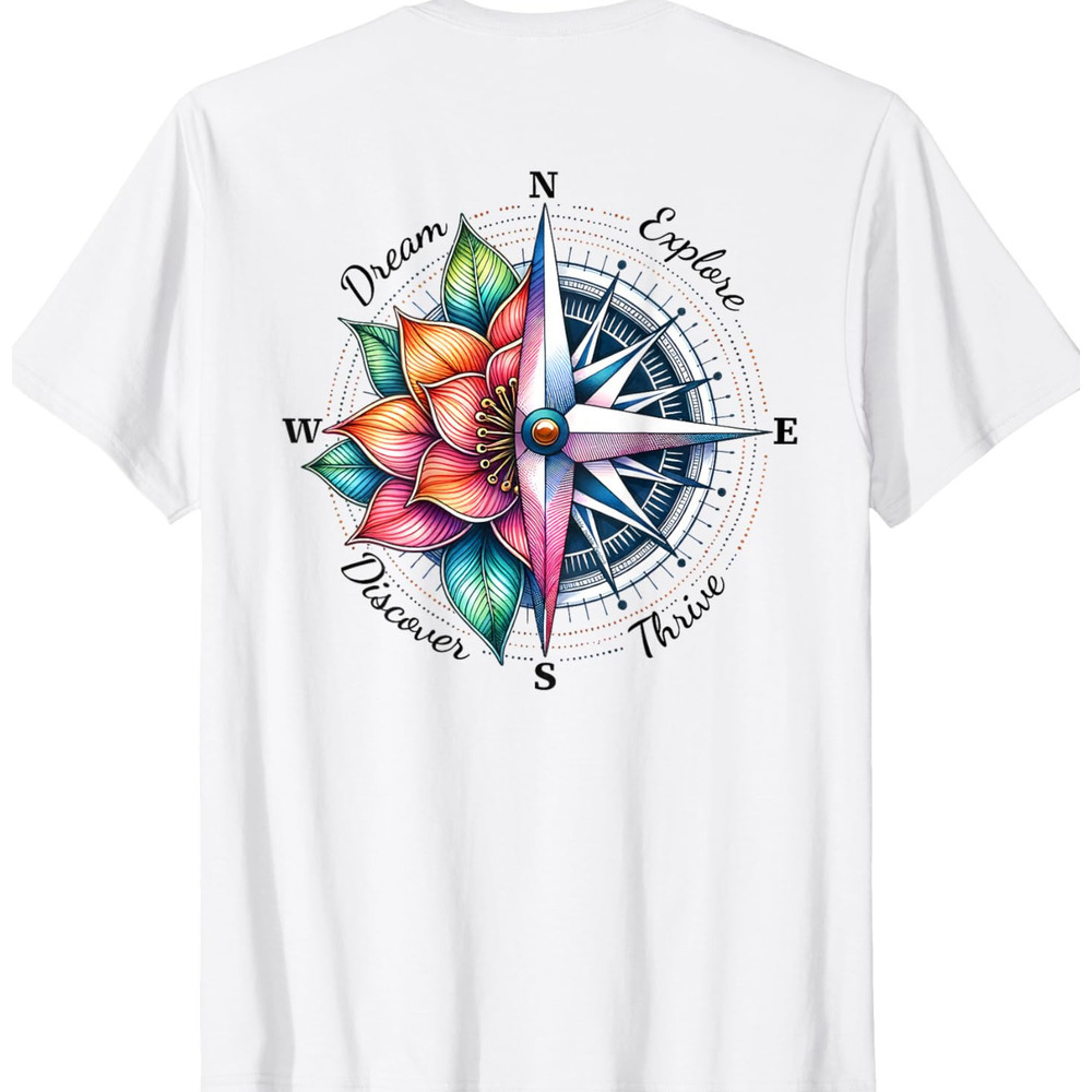 T shirt for Mens On Back Traveler Compass Dream Explore Discover Adventure Graphic Tee Casual Tops Clothes Short sleeve cool