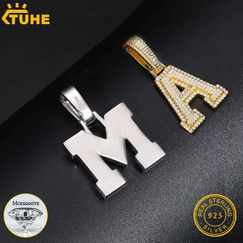 Fine New 925 Silver Pendant Letters Classic Punk Hiphop/Rock Letters Moissanite Pendant For Men Hip Hop Jewelry