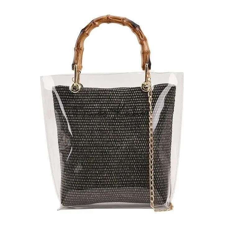 Women's Bags Designer Brand New Fashion Chain Bamboo Crossbody Women's Single Shoulder Hand Transparent Jelly Tote Bucket Bag Hot Sale
