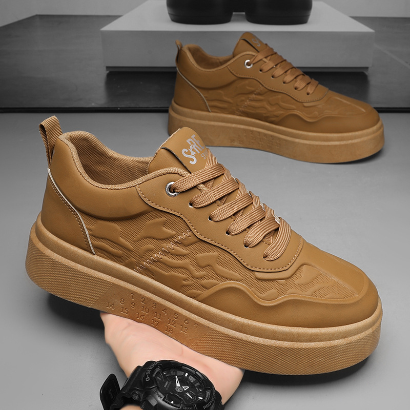 2025S New Trend Designer White Breathable Thick Soled Casual Board For Spring And Summer Versatile White Men S Height Increasing Embossed High End Tre