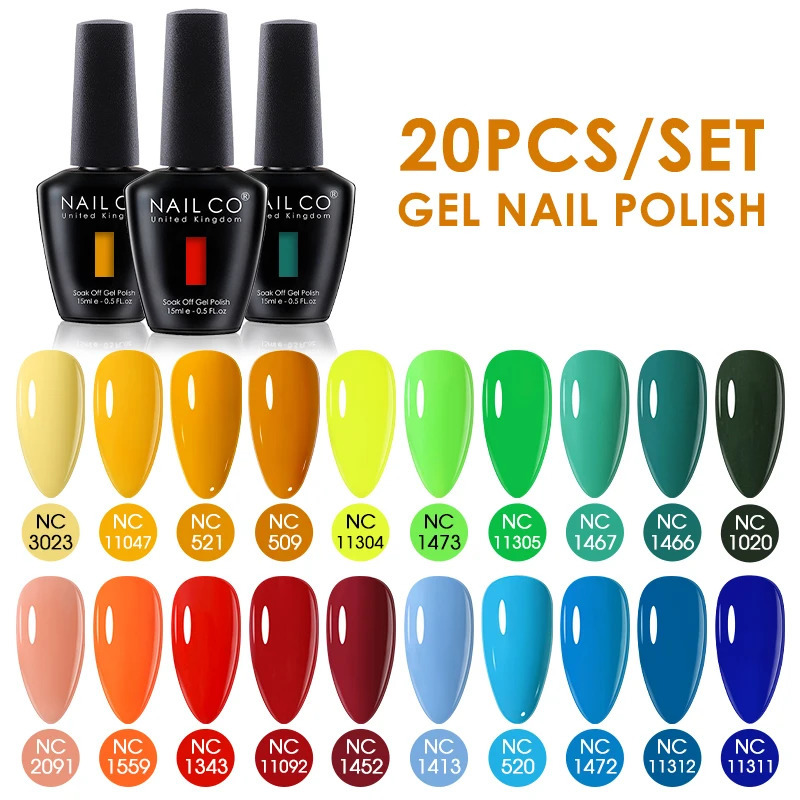 NAILCO 15ml 10/20pcs Gel Nail Polish Set Spring Summer Color UV Gel Nail Art All For Manicure Gel Paint For DIY Professionals 250326