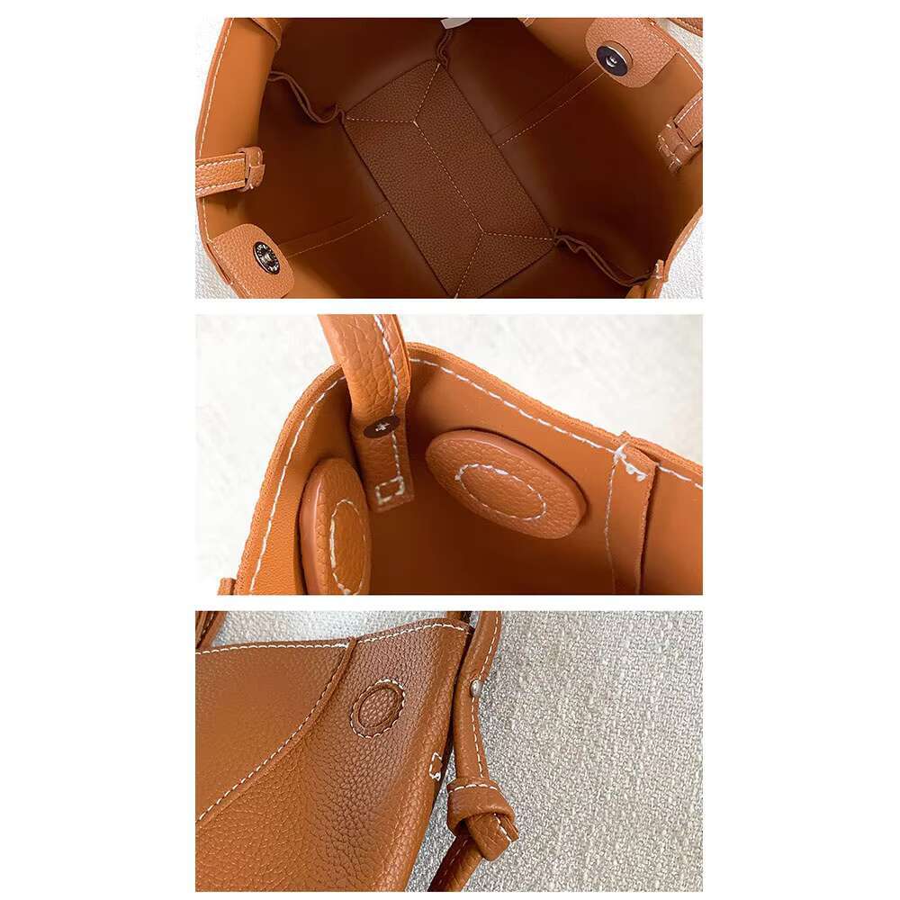 Business Women's Trend Bolsas Leather Bucket Logo Handbag