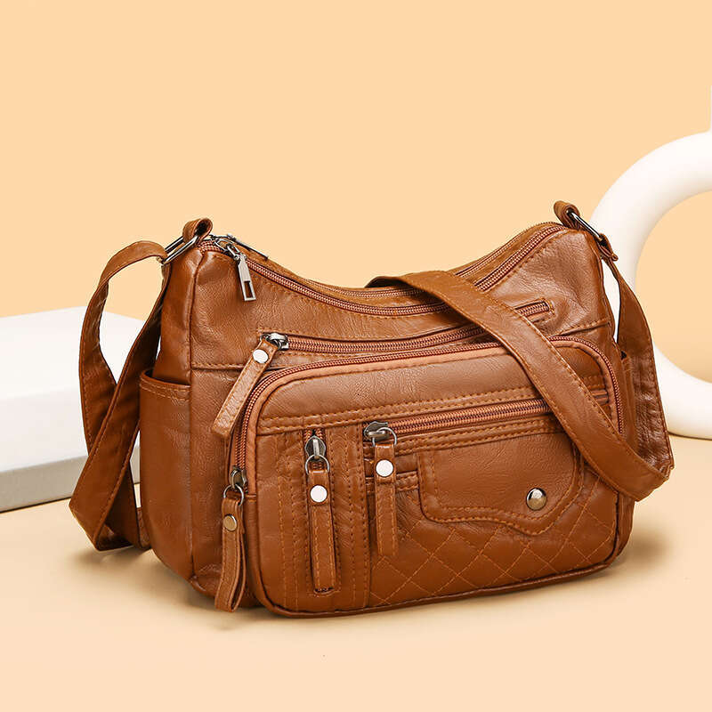 Fashion Trend Four Seasons Soft Leather pocket Premium Multi layer Single shoulder Crossbody Women's Bag