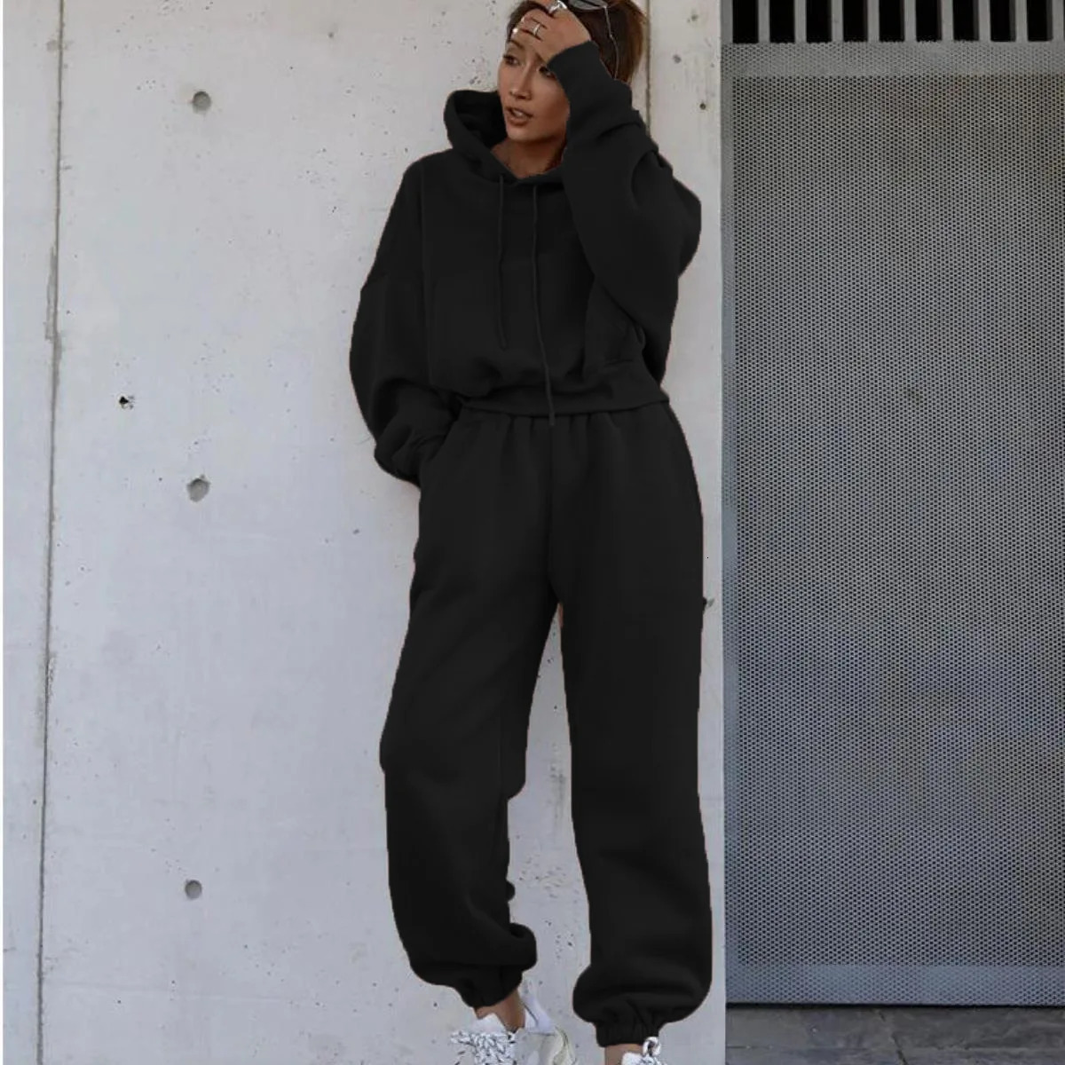 Sports Thick Winter Womens Track and Field Wear Pink Wool Sports Pants and Sweaters Womens Pants and Tops 2-piece Set 250320