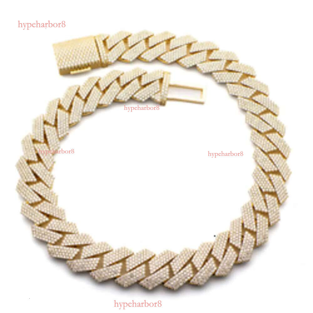 Bulky Prong Setting 20Mm 4 Rows Sterg Sier Iced Out VVS Moissanite Cuban k Chain