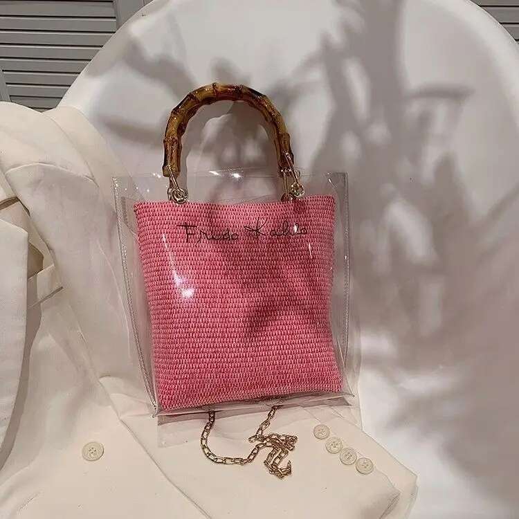Women's Bags Designer Brand New Fashion Chain Bamboo Crossbody Women's Single Shoulder Hand Transparent Jelly Tote Bucket Bag Hot Sale
