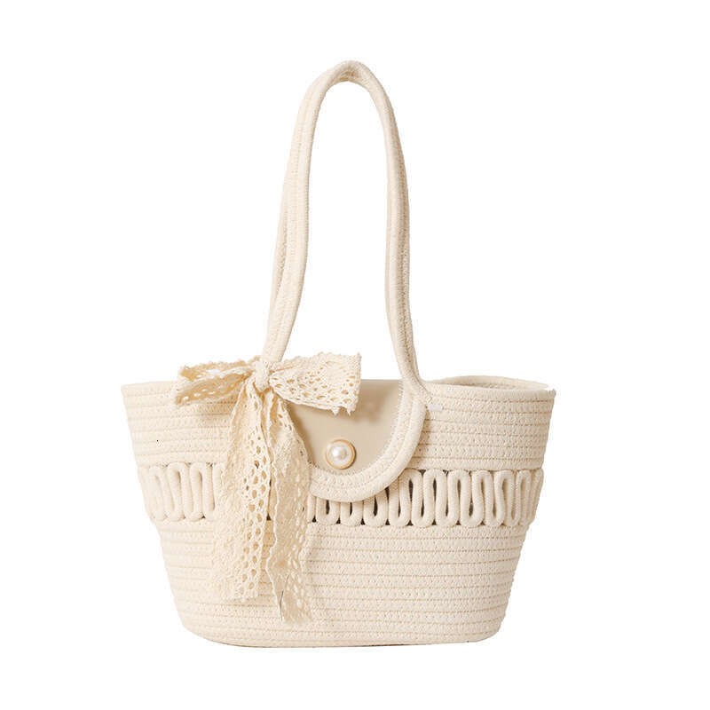 This year's popular minimalist silk scarf travel summer new woven vegetable basket trend hand-held single shoulder underarm women's bag