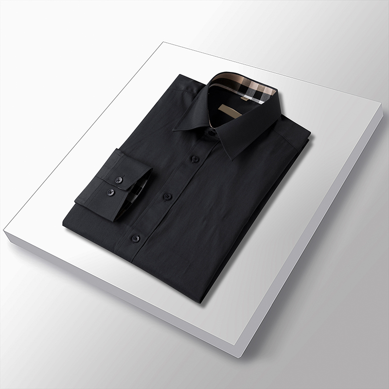 Men's Dress Shirt Slim Fitted Spread Collar Long Sleeve Pure Cotton Designer Brand Classic Spring Summer Business Office Casual Male Clothing