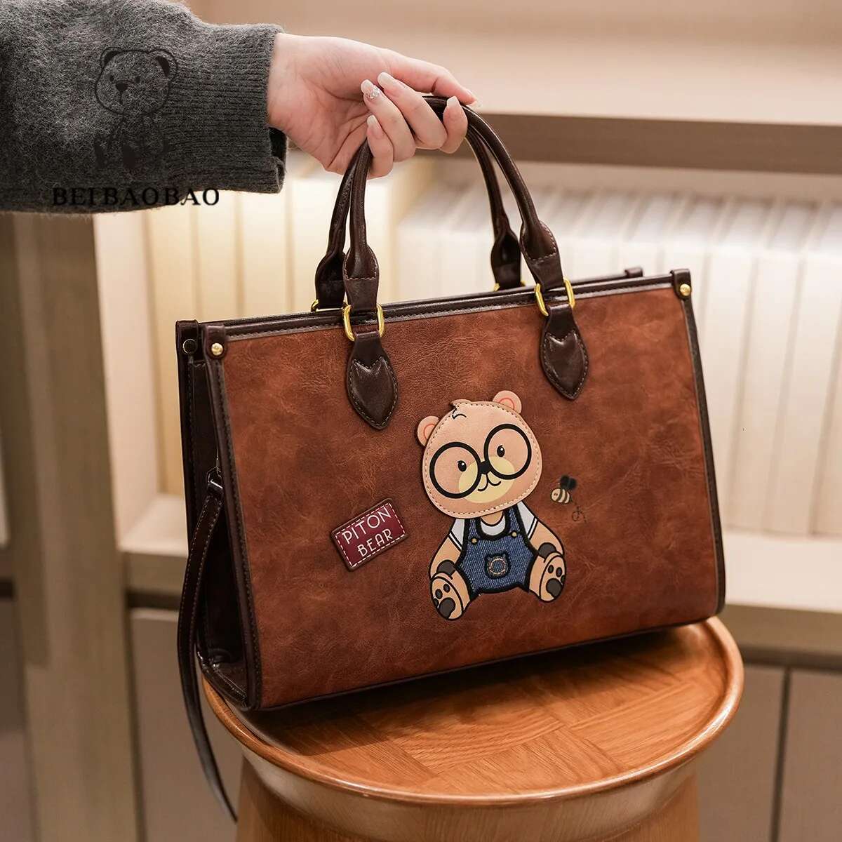 Beibaobao 2025 New Trendy Texture Large Capacity Tote Handheld Shoulder Fashion Versatile Women's Bag Bolsas SAC
