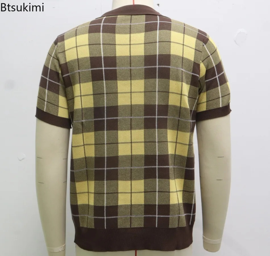 2025 Mens Classic Plain Knitted Polo Shirt Summer Style Business Casual Collar Top Retro Tshirt 250326