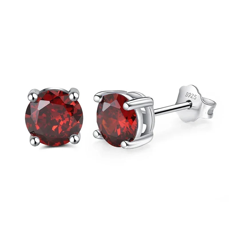 NeeTim Earrings for Women S925 Sterling Silver Green Pink Red Black Blue Sparkling Diamond Ear Studs Fine Jewelry 250318
