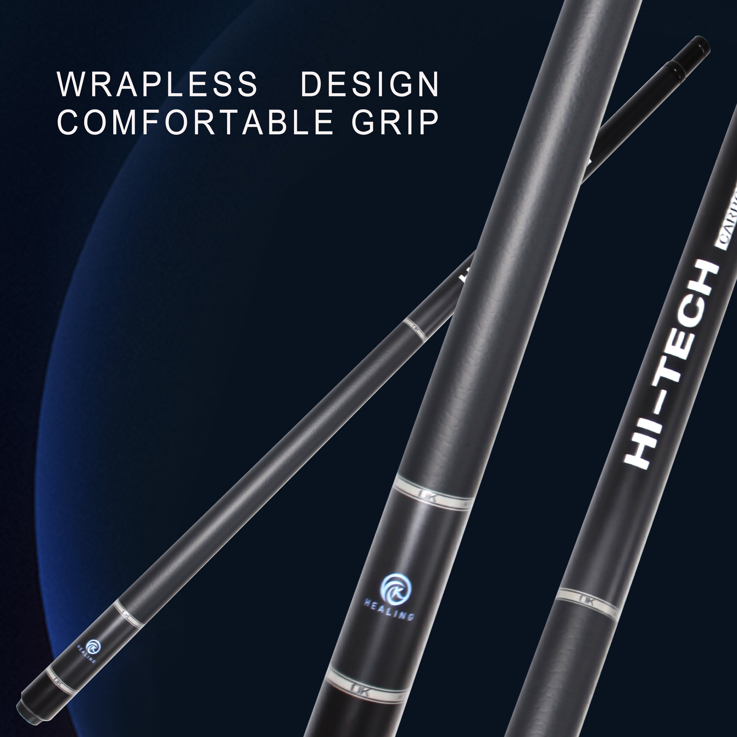 Professional Billiards Rod New Black Technology Carbon Fiber Billiards Rod 12.4mm Strike Rod 1474mm 8-Tooth UV Printed Grip Sealing Series Pool Cue