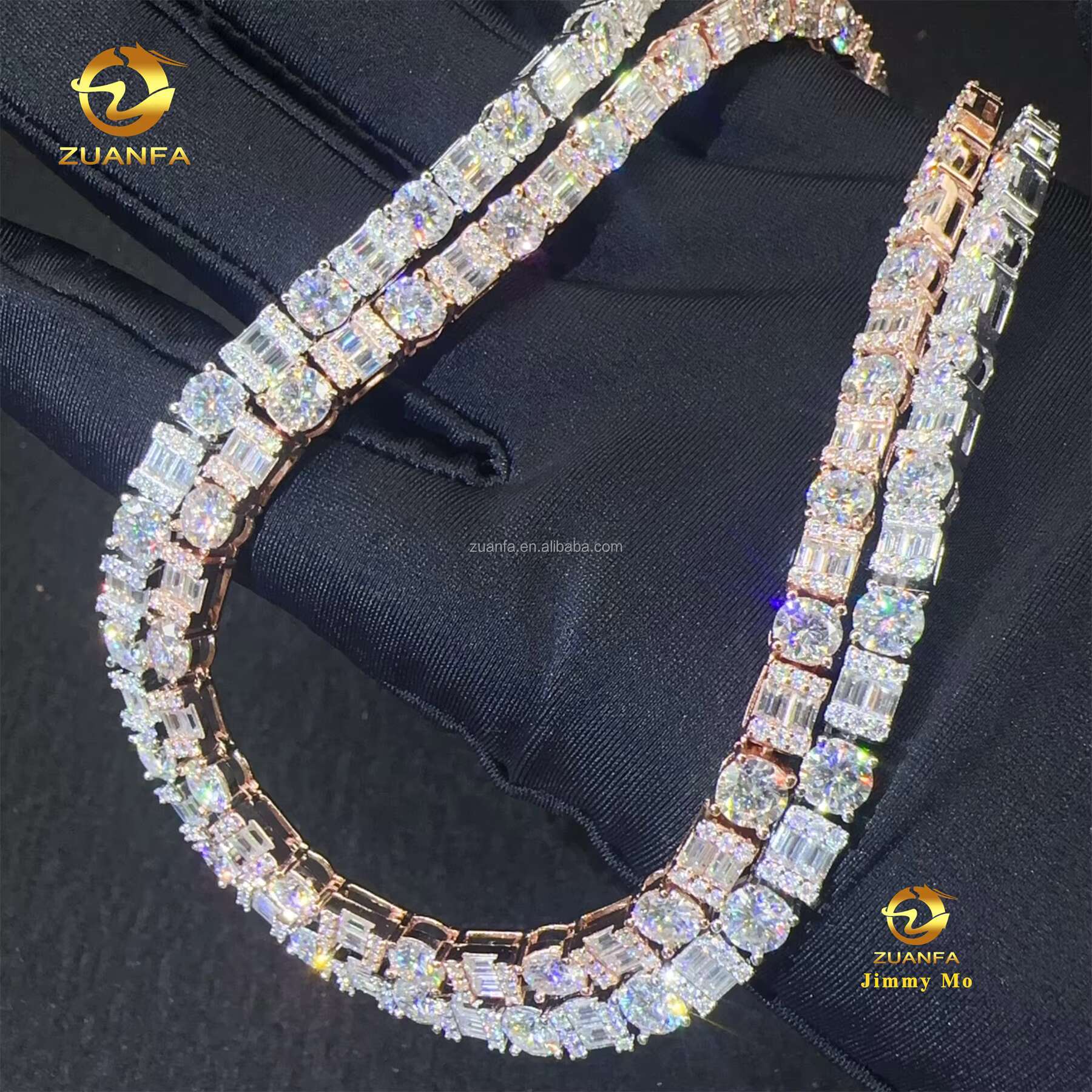 New Trendy New Arrivals Hot Selling Iced Out Hip Hop 925 Silver VVS1 Moissanite Diamond Cluster Tennis Chain Bracelet