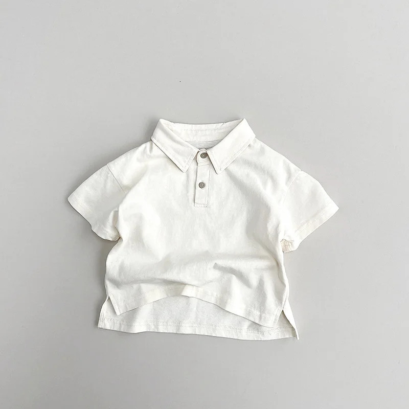 Spring Summer Children Polo Shirts 1-8Y Boys Cotton Button Solid Casual Short Sleeve Tops Korean Toddler Wear For Kids Clothing 250326