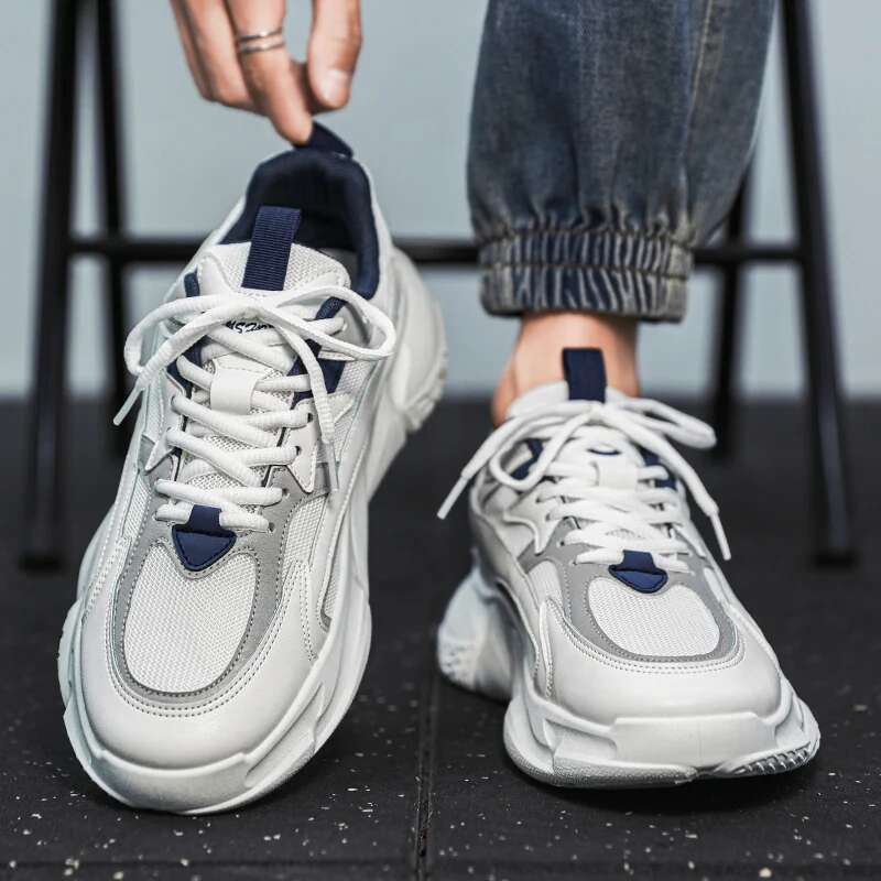 Designer Shoes Thick Soled Multifunctional Pleated Sports Shoes 2025 New Mesh Lace Up Breathable Casual Sports Shoes Adding Soft Soles For Men's 