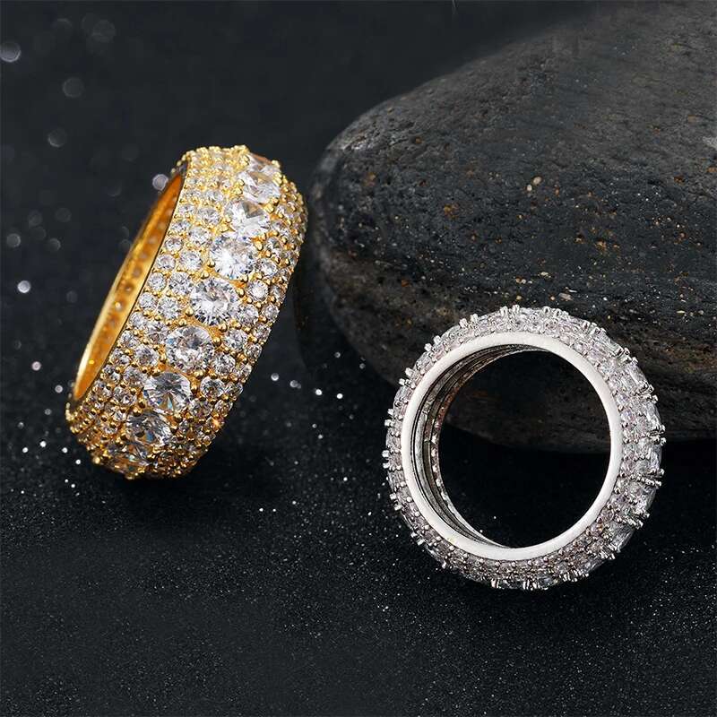 10mm Hip Hop/Rock Bling Moissanite Rings For Men Hip Hop Jewelry Sterling Silver 925 Luxury Rings