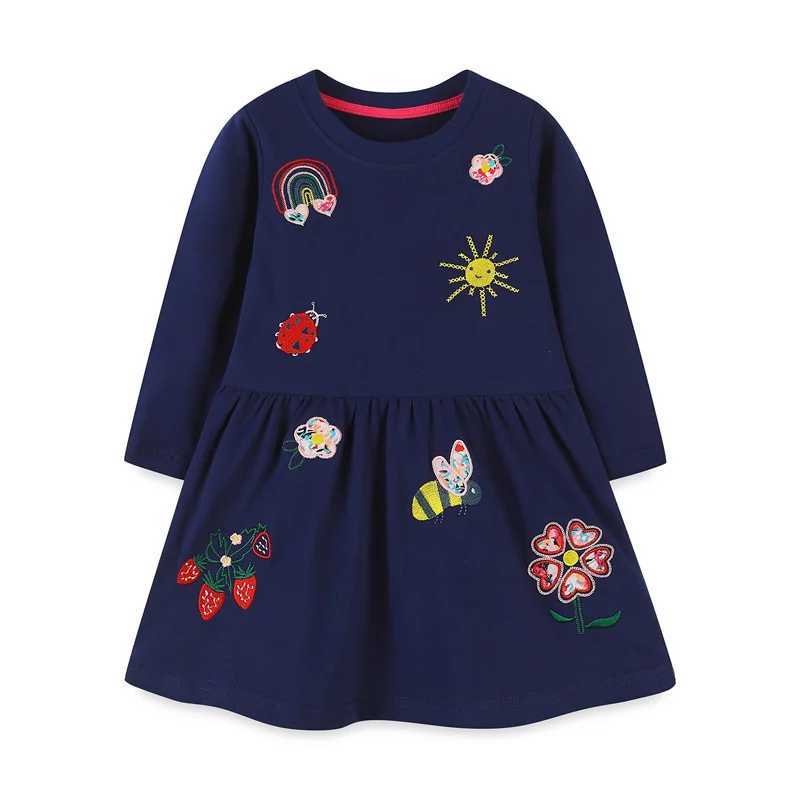 Jumping Meters 2-7T Princess Girl Dress Autumn Spring Animal Embroidery Cute Hot Selling Childrens Dress W250326