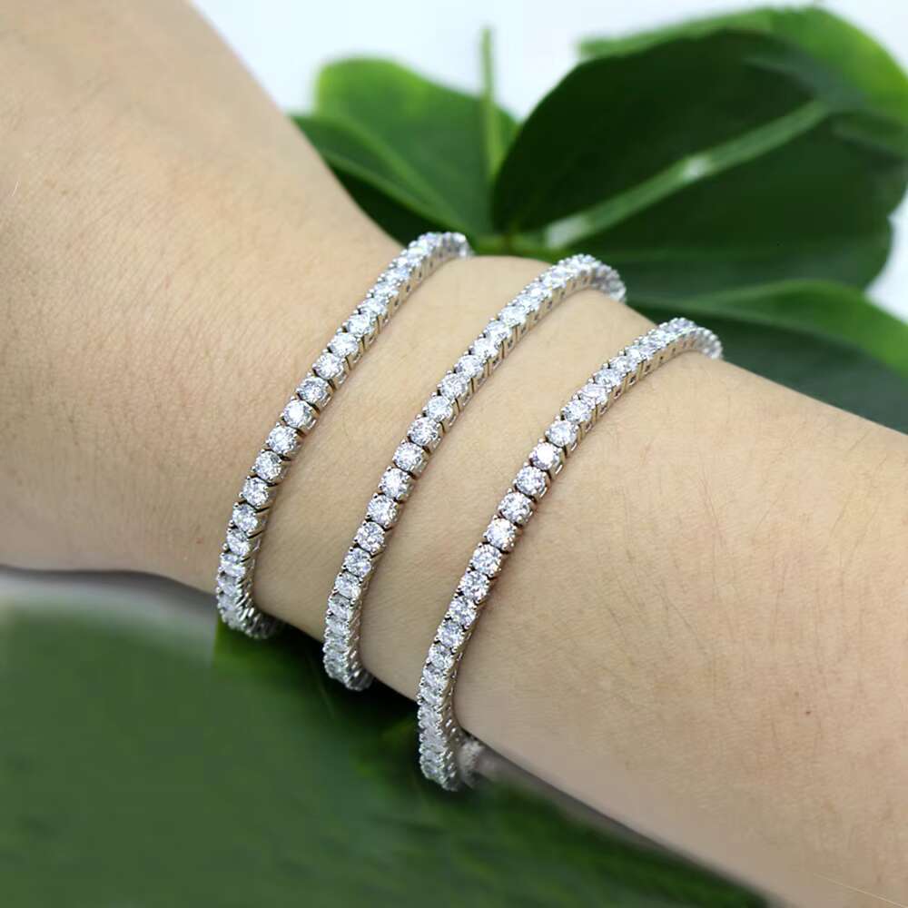Fine Jewelry Iced Out Moissanite Tennis Bracelet D VVS Moissanite Diamond Link Chain 925 Sterling Silver Bracelet for Men Women