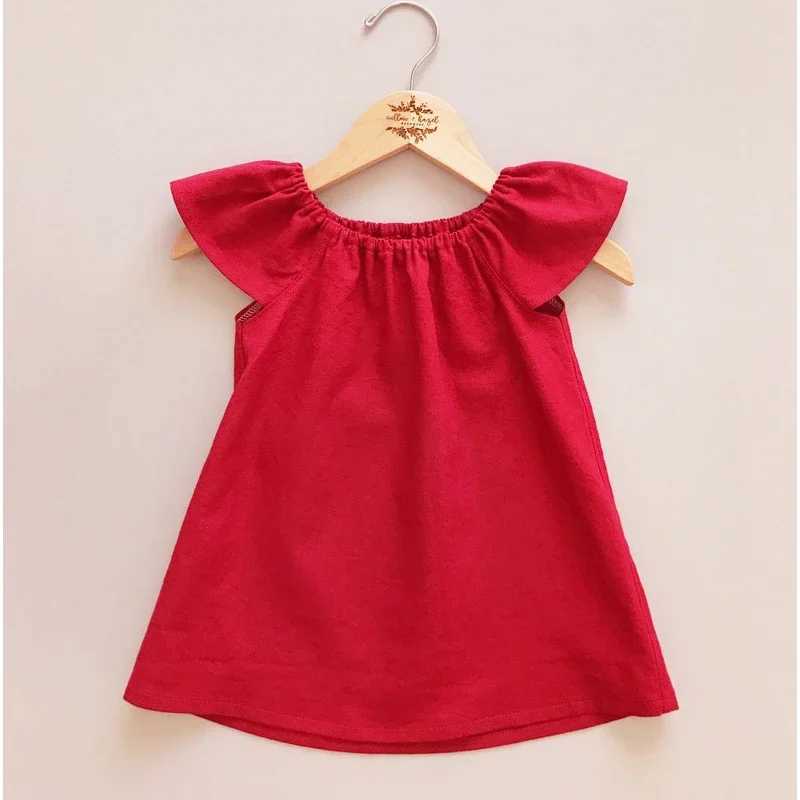 Summer toddler baby dress pure cotton simple girl home dress pure cotton childrens dress casual childrens loose dress W250326