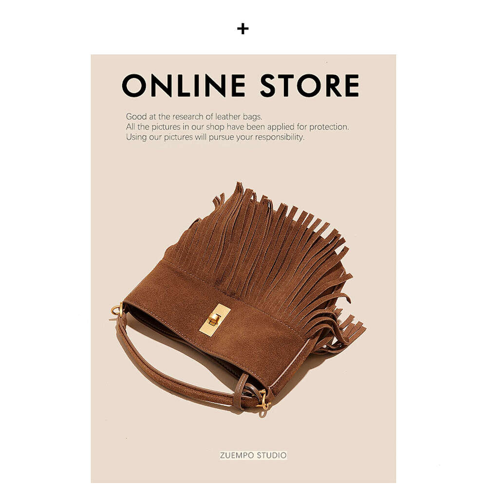 Women's Bags Women's Bags Autumn And Winter New Bucket Tassel Women's Frosted Leather Casual Versatile Hand-Held Crossbody Bag