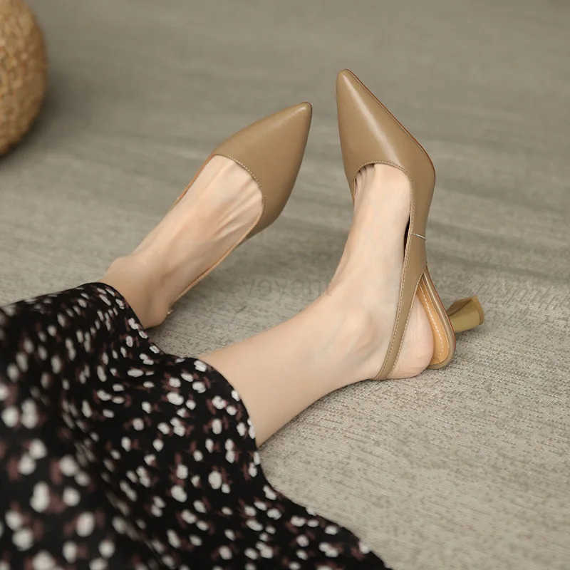 Ladies Pointed New Single Shoes Casual Baotou High H Fem Fashion Shallow Sandals Cfort Lightweight Trendy Sanda Zapatos Z250326