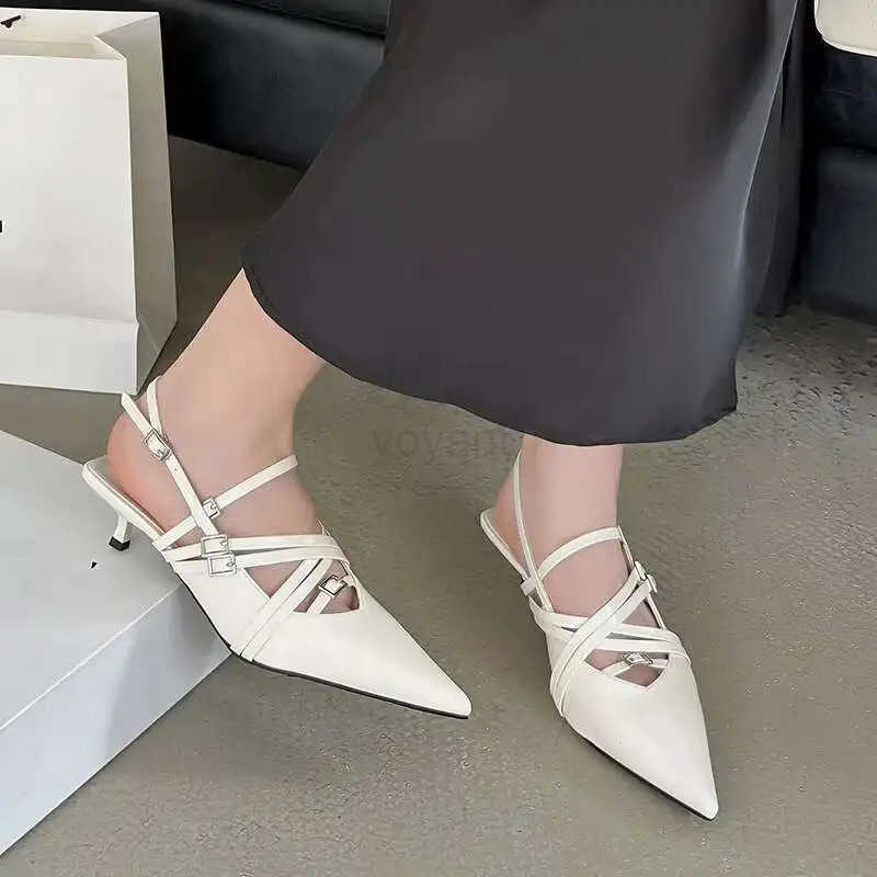 Red Fem Pointed Toe Footwear Sexy Par Ladies Heeled Sandals Shoes Fashion Buckle Strap Wen Low Heel Sandals Shoes Z250326