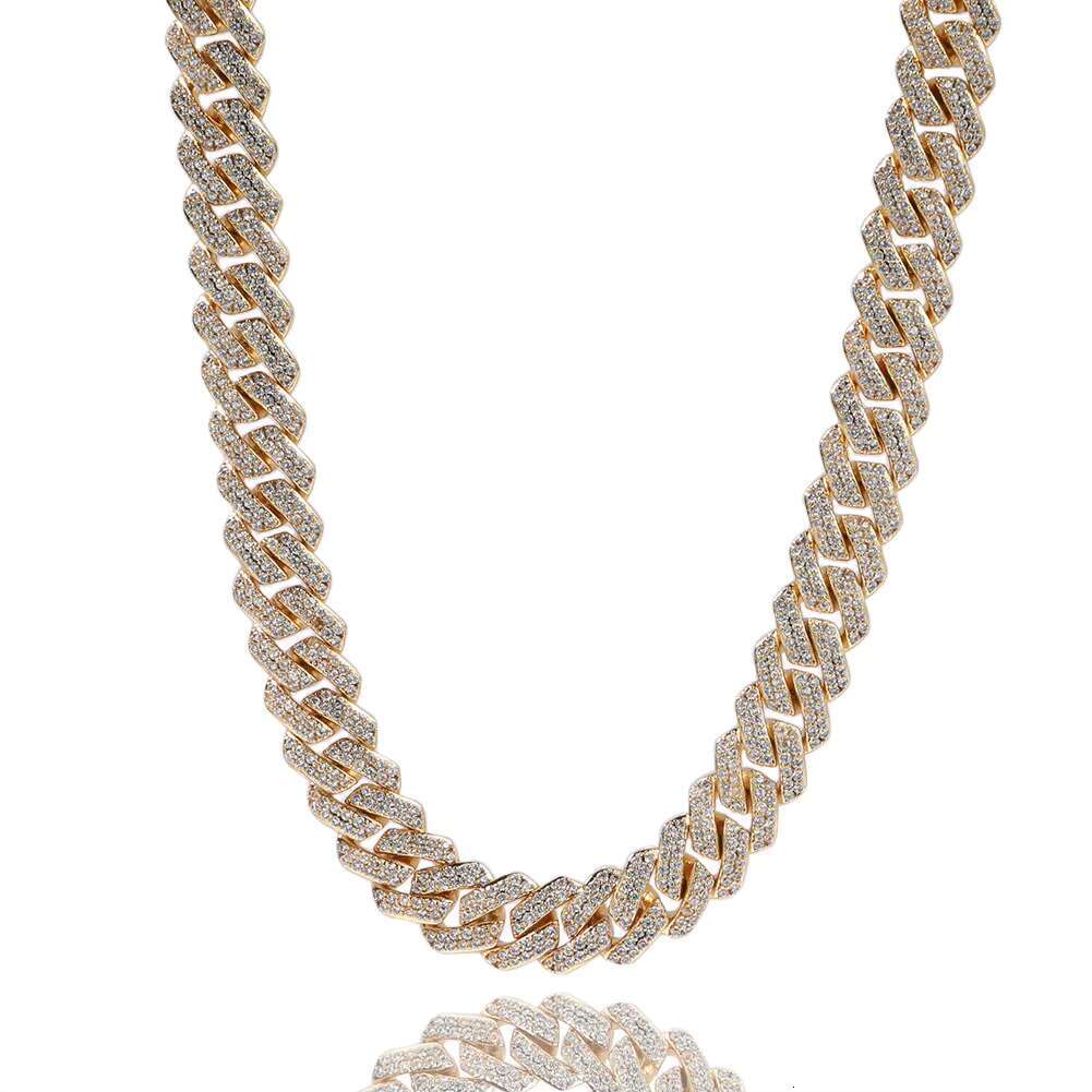 Fashion Jewelry Pendant Necklace 10mm Zircon Strip Cuban Chain Necklace Hip Hop Necklace