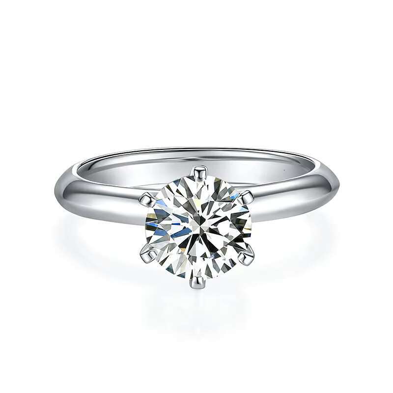 Luxury 925 Sterling Silver Moissanite Diamond Rings 2ct Round VVS D Color GRA Wedding Engagement Rings Gift