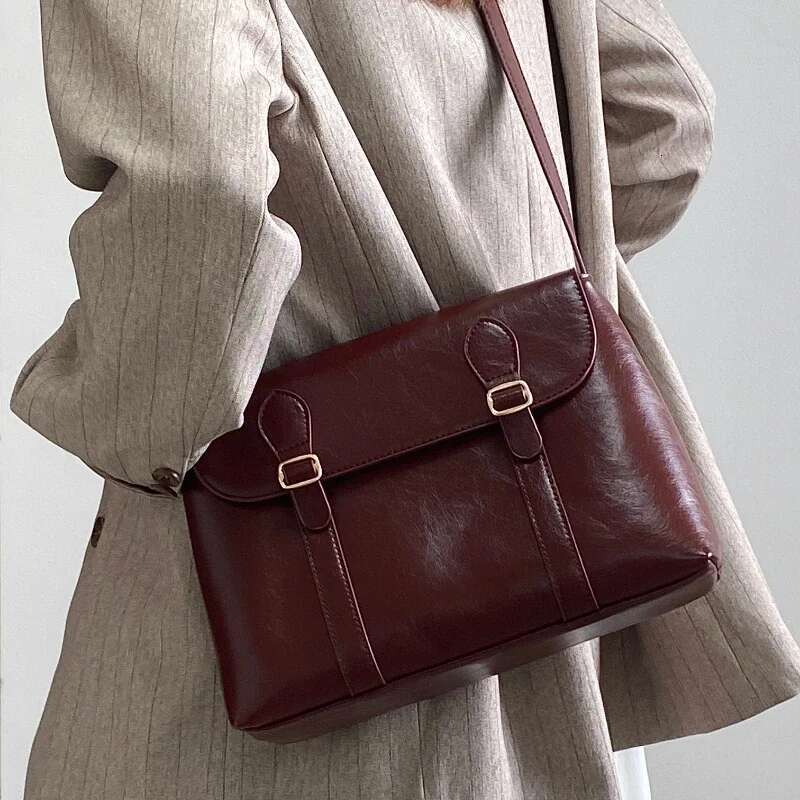 Vintage Women's Shoulder Large Capacity Ladies Tote Purse Handbags Pu Leather Female Messenger Bags College Girls Book Bag