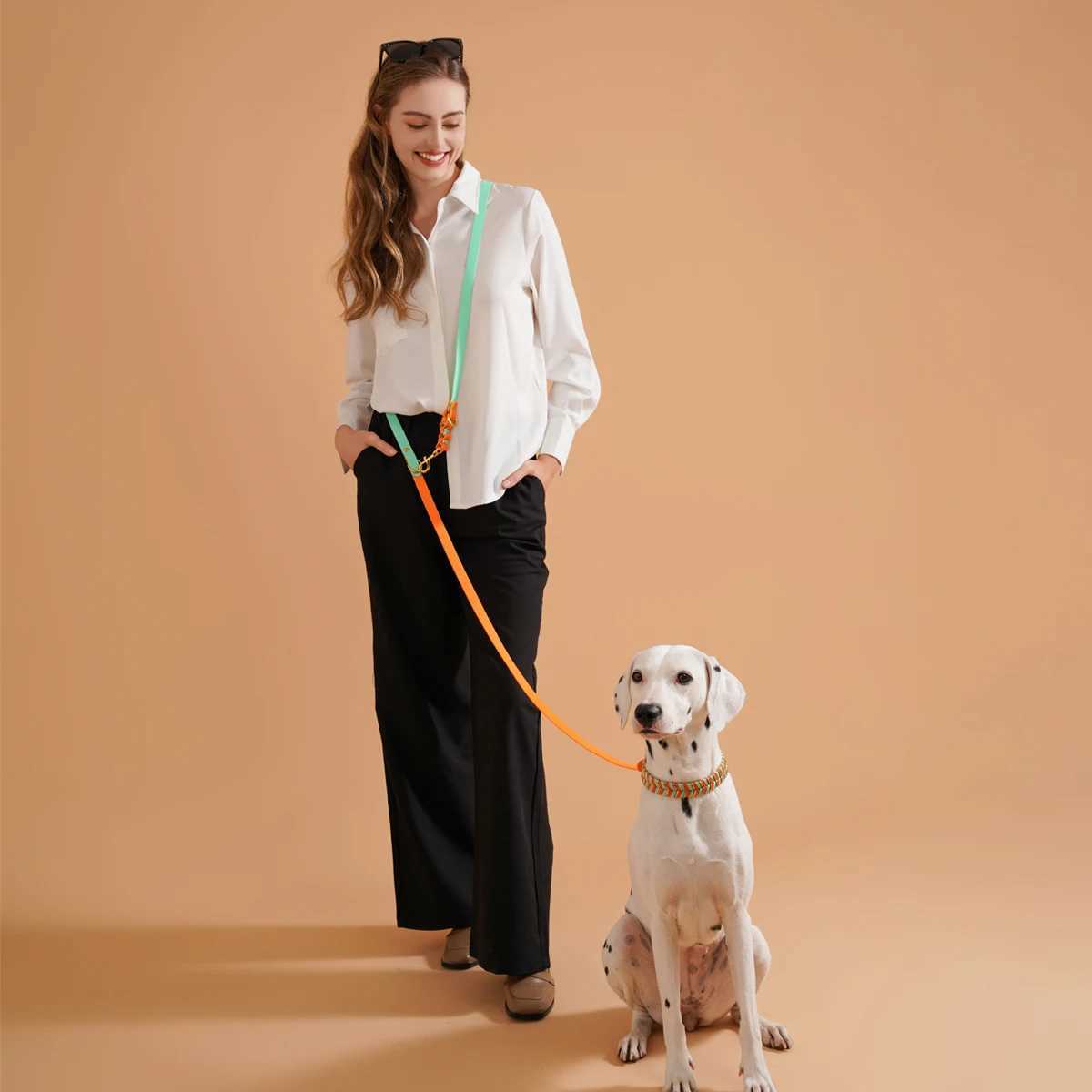 The dog collar is sturdy and durable with a super tension dog leash that is colorful multifunctional and luxurious handmadeI ti ss uitablef orm ediums