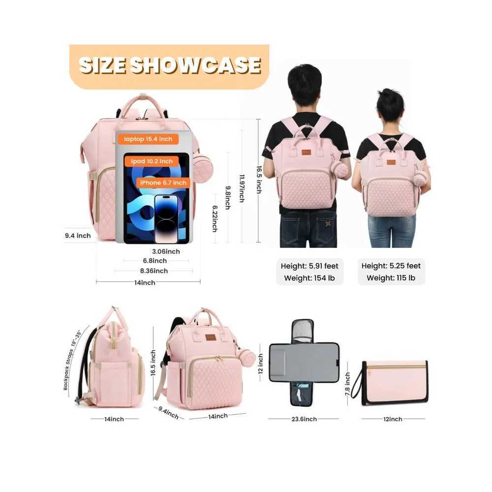 Diaper Bag Backpack With Changing Pad Pacifier Case Baby Bag for Boy Girl Toddler Waterproof Travel Diaper Bag for MomC250326