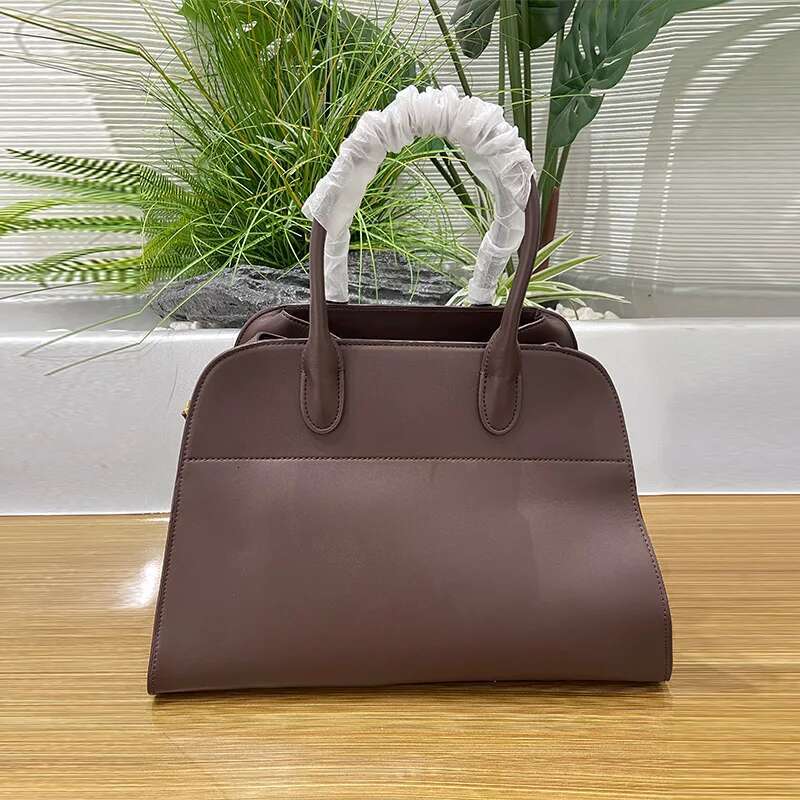High End Leather Margaux Minimalist Shoulder Handbag for Women Designer Female Girls Large Tote Bag