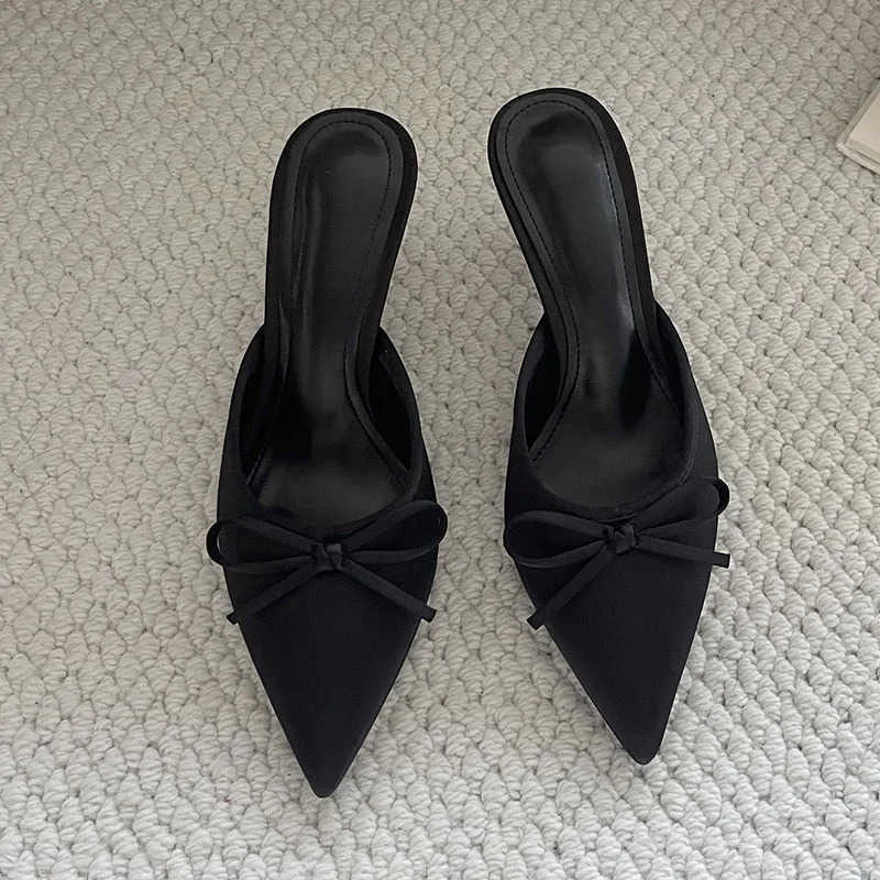 Big Size 43 Fashion Silk Ladies Thin H Pumps Shoes Footwear -Knot Wen Stiletto H Mes Shoes Fem Slides Z250326