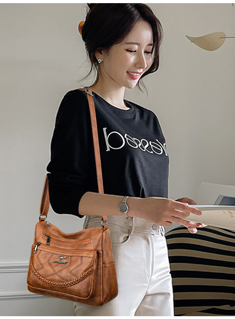 Designer 2025S new mom versatile fashion shoulder soft leather middle-aged women large capacity small square PU crossbody bag