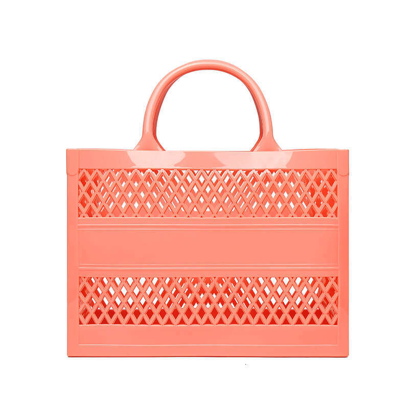 Trendy PVC Barbie Jelly ins Large Capacity Storage Hollow Beach Bag Shopping Basket Handheld