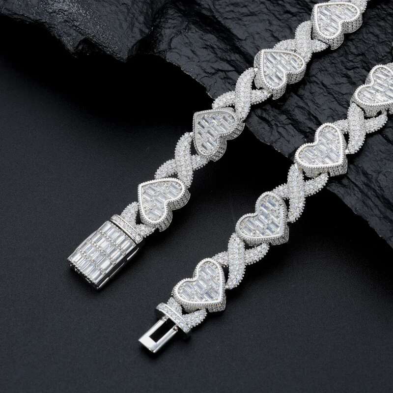 TUHE Hip Hop Unisex High Quality VVS1 Moissanite Heart Necklace 925 Silver For Men Hip Hop Jewelry