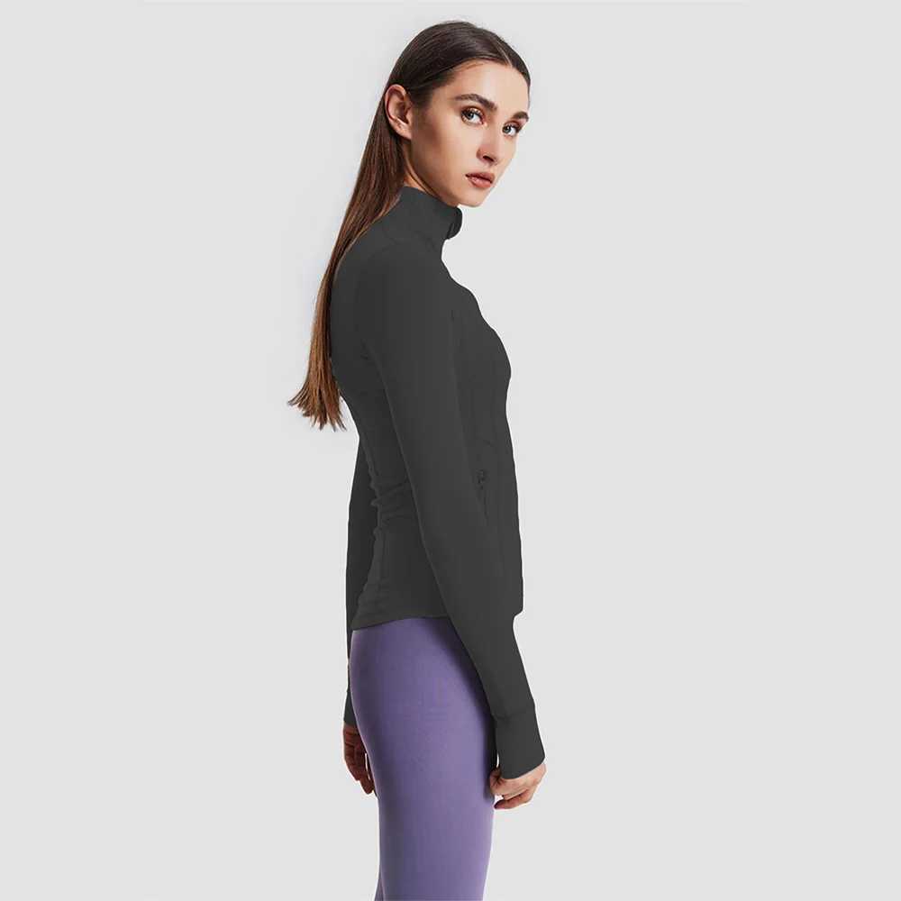 Yoga jacket sports top upright collar zipper long-distance running training fitness slim sleeping new for spring and autumn W250326