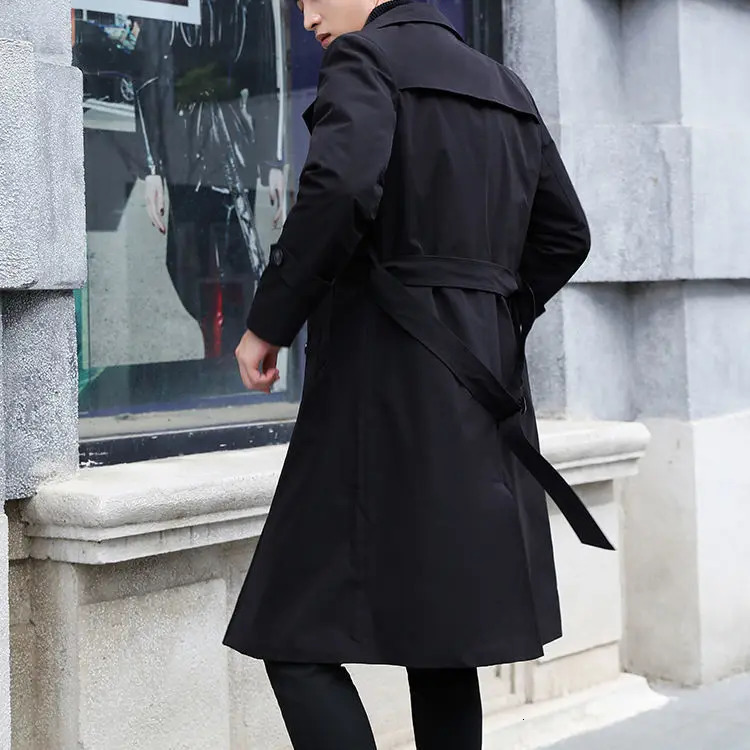 Mens solid color plus size trench coat loose fit single chest windproof jacket button coat mens clothing A101 250324