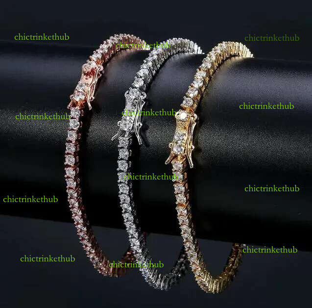 designer moissanite bracelets dia women rise gold sier tenis bracelet iced out jewelry for men party christmas love gift 3mm 4mm 5mm