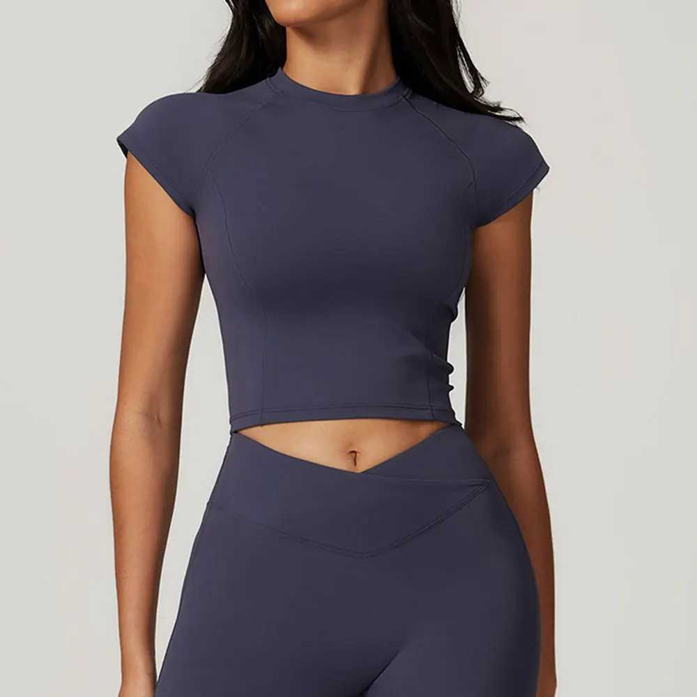 Sexy sports T-shirt womens yoga short sleeved tight running fitness breathable fitness T-shirt fitness top push up sportswear W250326