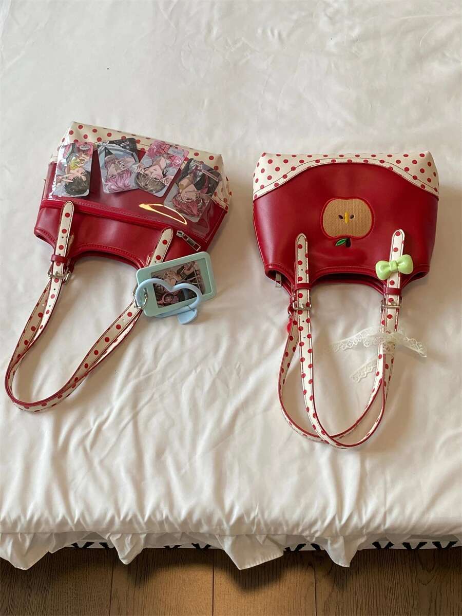 Christmas Red Double Side Back Transparent Itabag Cute Small Capacity Sweet Casual Shoulder Bag Bolso Handbags