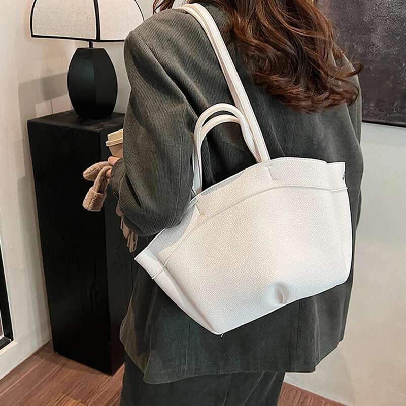 Large Capacity Fashion Trend Pu Leather Shoulder Ladies Shopping Basket Versatile Classic Series Tote Bag
