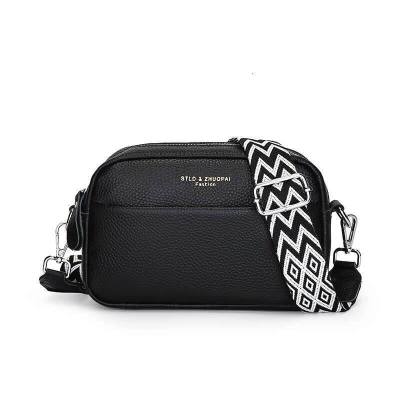 Genuine Leather Women's 2023 New Fashion Simple One Shoulder Crossbody Top Layer Cowhide Small Square Bag