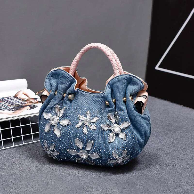 Woman Denim Handbags Vintage Rhie Shoulder Women's Small Bags Jean Bolsas Femininas For Women