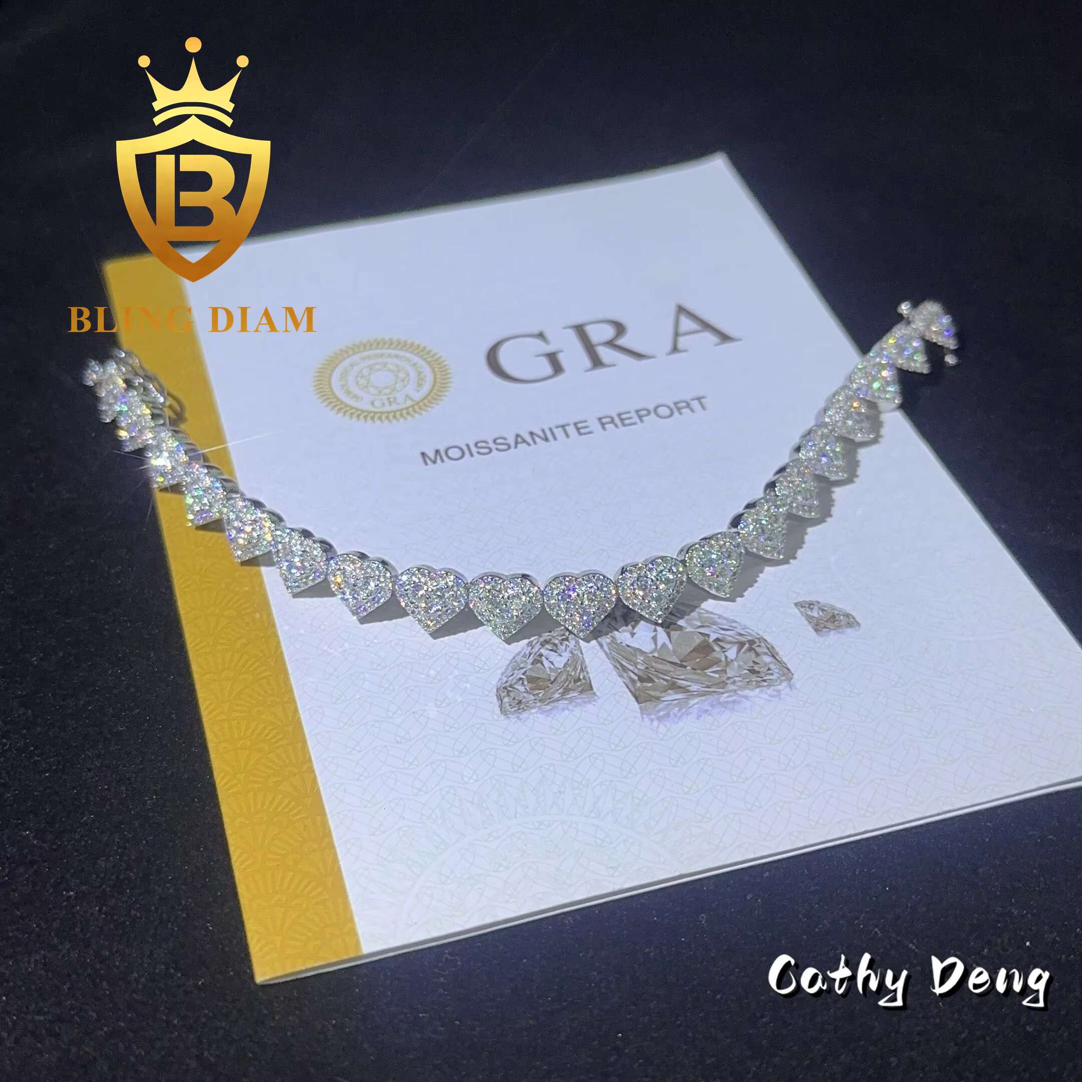 8mm New Custom Fashion Jewelry Heart Shape Moissanite Cuban Link Bracelet Ice Out 925 Silver Hip Hop Bracelet Hot Sale