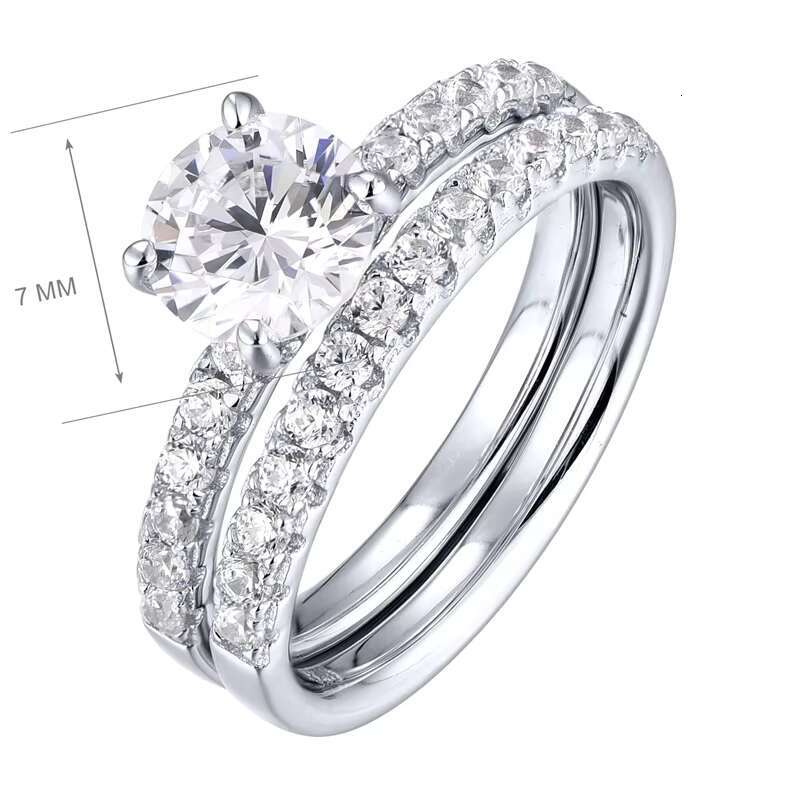 Moissanite Engagement Ring Fine Jewelry 925 Sterling Silver Rhodium Plated Ring Zircon Lovers Wedding Ring Stacking